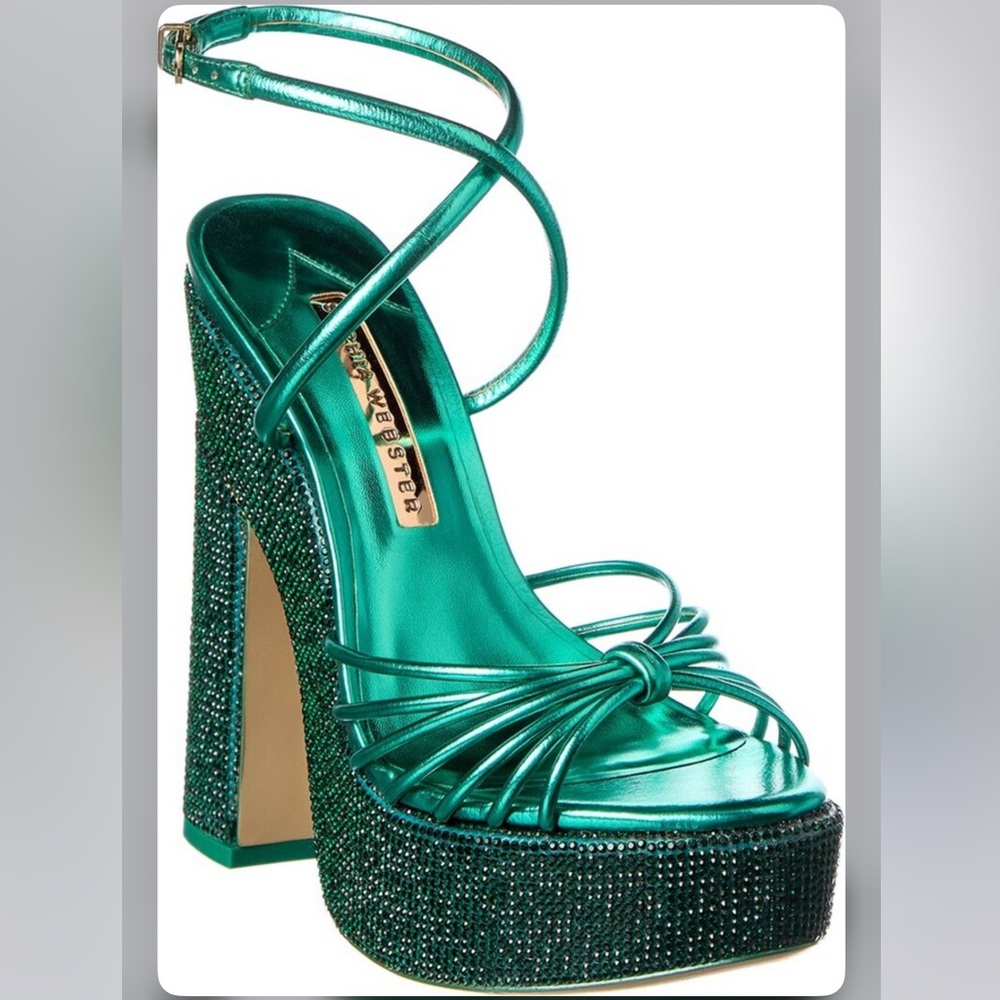 Sophia Webster Rue Platform Sandal in Emerald & Crystal